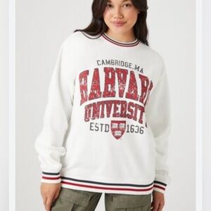 Harvard University Collegiate Varsity White Crew Neck Sweatshirt Sz S